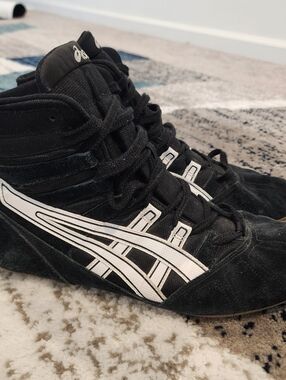 Vintage Asics JL204 Shoes Mens Size 12 Black Suede MMA Boxing Wrestling Sneakers